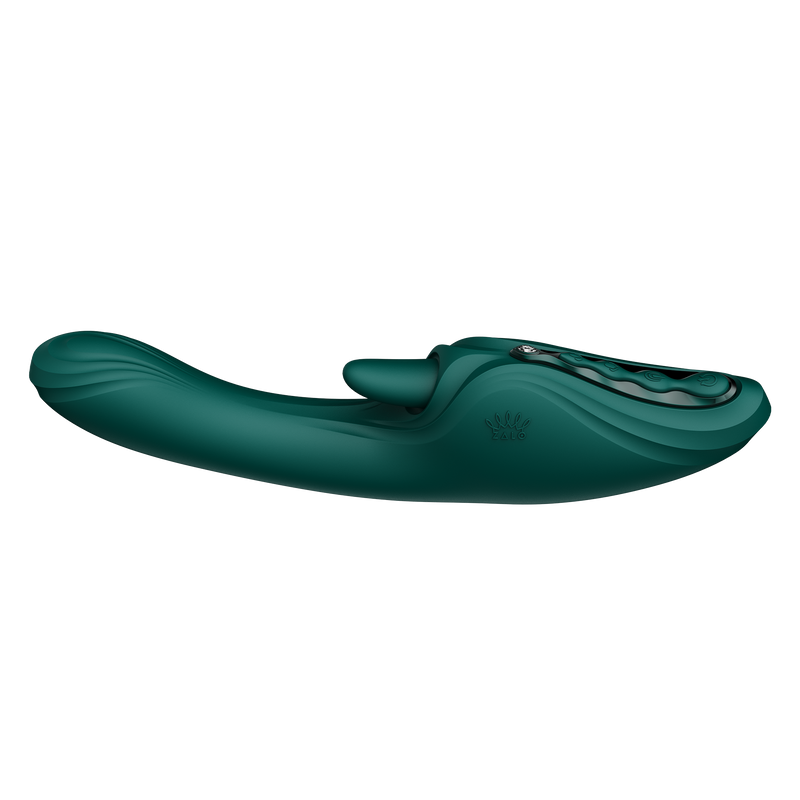Zalo - Ares - Likkende G-Spot Rabbit Vibrator - Verwarmend - App Control - Smaragd Groen