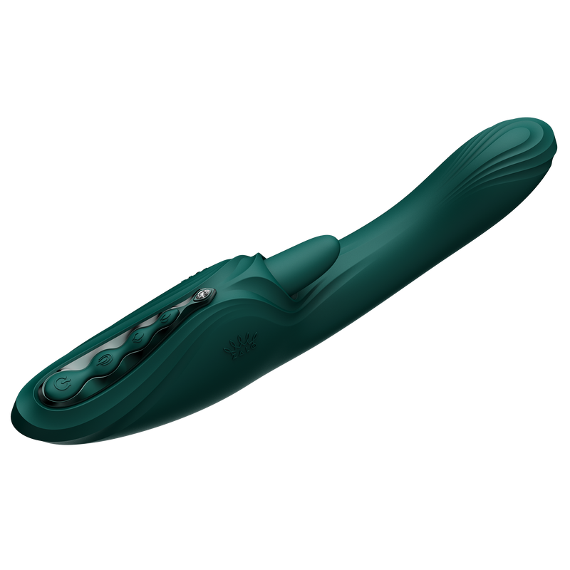 Zalo - Ares - Likkende G-Spot Rabbit Vibrator - Verwarmend - App Control - Smaragd Groen