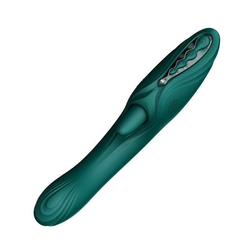Zalo - Ares - Likkende G-Spot Rabbit Vibrator - Verwarmend - App Control - Smaragd Groen