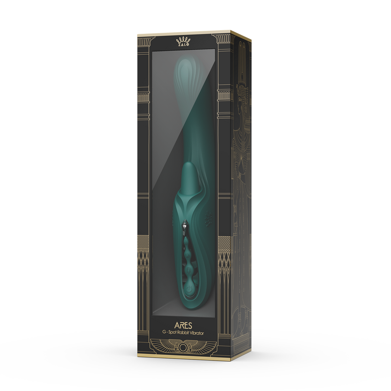 Zalo - Ares - Likkende G-Spot Rabbit Vibrator - Verwarmend - App Control - Smaragd Groen