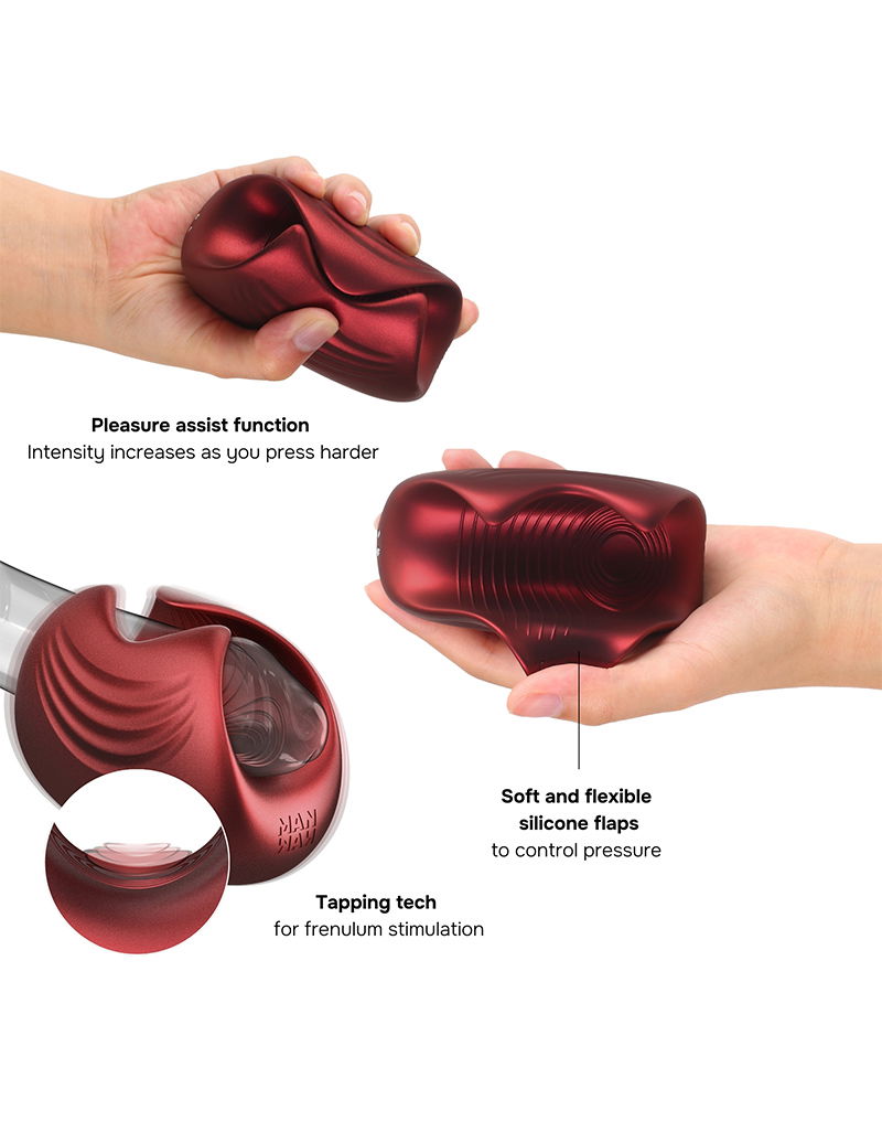 ManWan - Sub One - Vibrerende Masturbator met Tapping Feature - Velvet Red