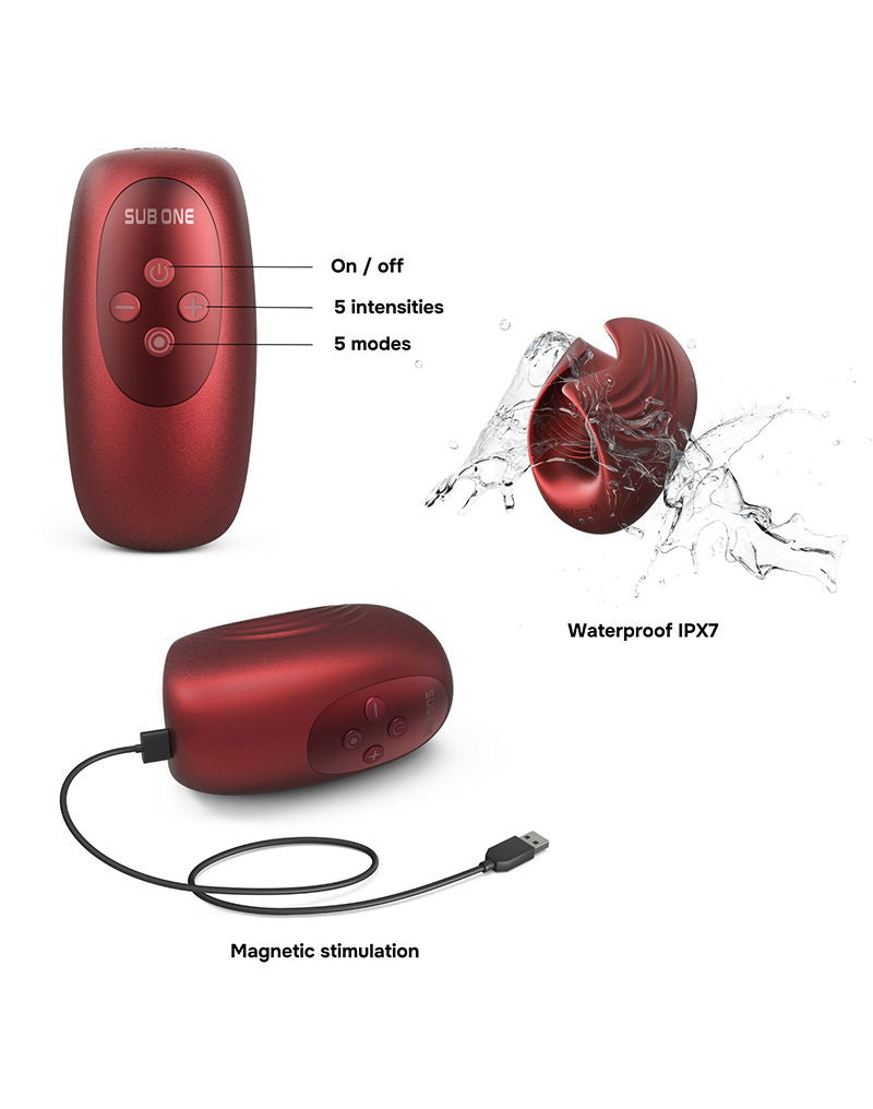 ManWan - Sub One - Vibrerende Masturbator met Tapping Feature - Velvet Red
