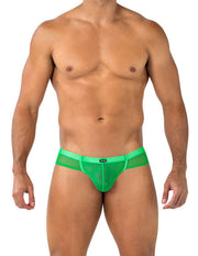 Cut4Men - Hybrid Cheeky Mesh Herenslip - Neon Groen-Erotiekvoordeel.nl