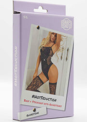 Snapshot - #hotseduction - Body en Kousen met Strass - One Size - Zwart-Erotiekvoordeel.nl