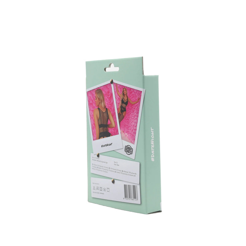Snapshot - Body en Jarretelpanty Set - Maat S/L – Zwart-Erotiekvoordeel.nl