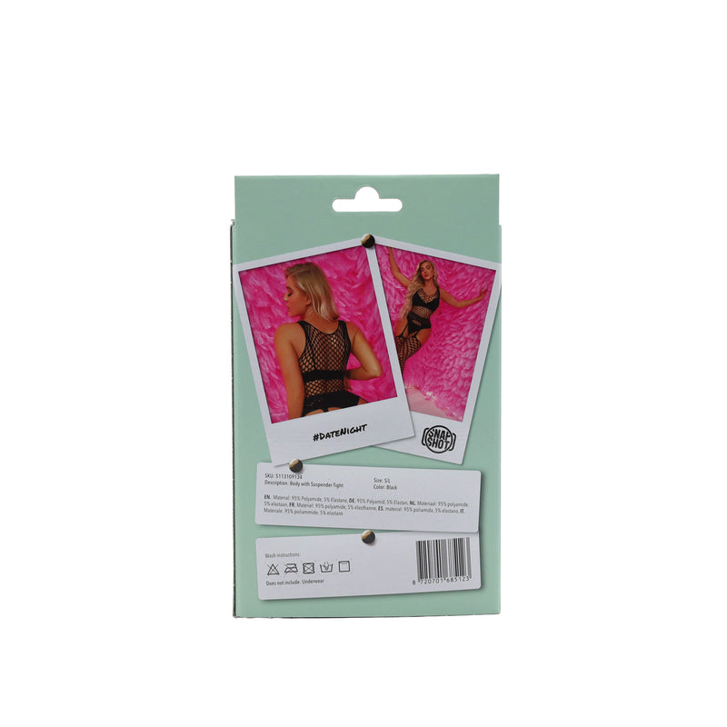 Snapshot - Body en Jarretelpanty Set - Maat S/L – Zwart-Erotiekvoordeel.nl