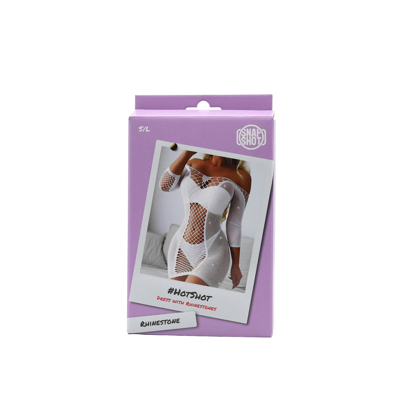 Snapshot - #hotshot - Sexy Jurkje met Strass - One Size - Wit-Erotiekvoordeel.nl