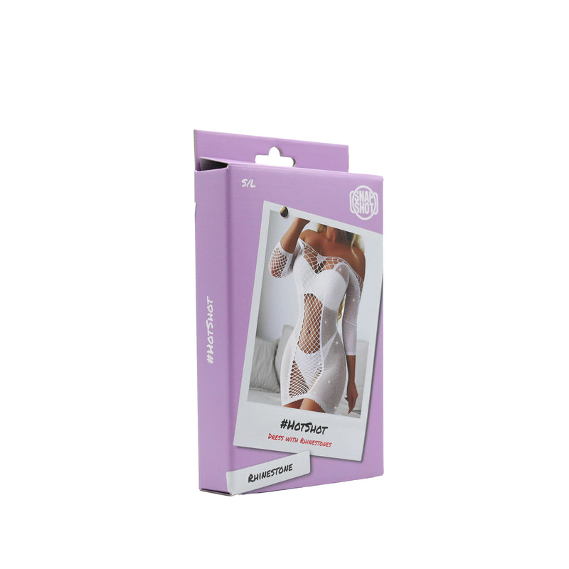 Snapshot - #hotshot - Sexy Jurkje met Strass - One Size - Wit-Erotiekvoordeel.nl