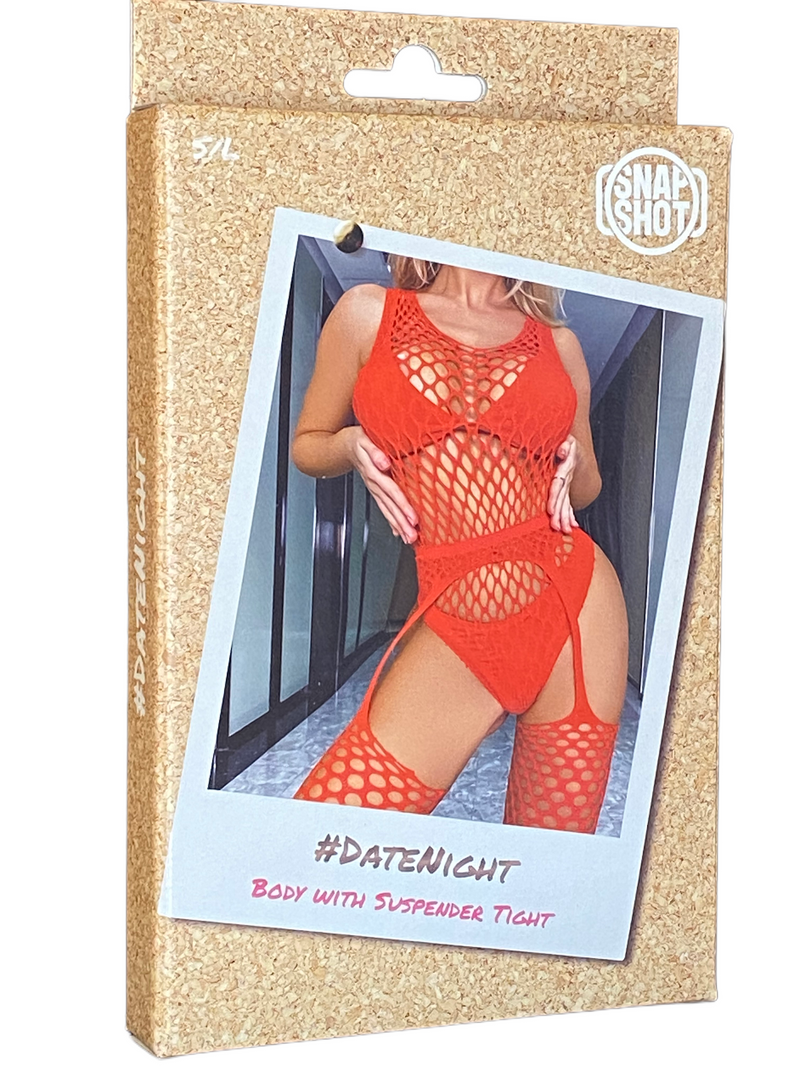 Snapshot - #datenight - Body met Jarretelpanty Set - One Size - Rood-Erotiekvoordeel.nl