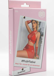 Snapshot - #picoftheday - Visnet Rokje, Topje en Handschoenen met Strass steentjes - One Size - Rood-Erotiekvoordeel.nl
