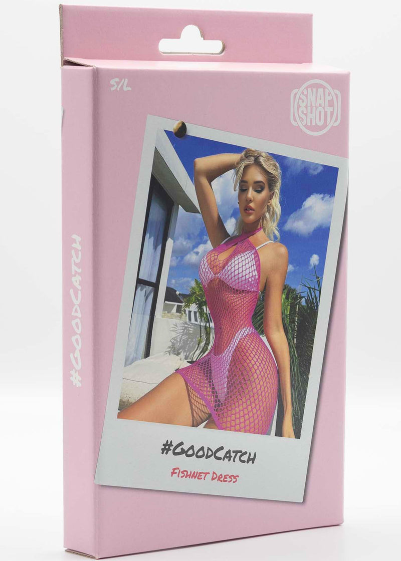 Snapshot - #goodcatch - Visnet Mini Jurk - One Size - Hot Pink-Erotiekvoordeel.nl