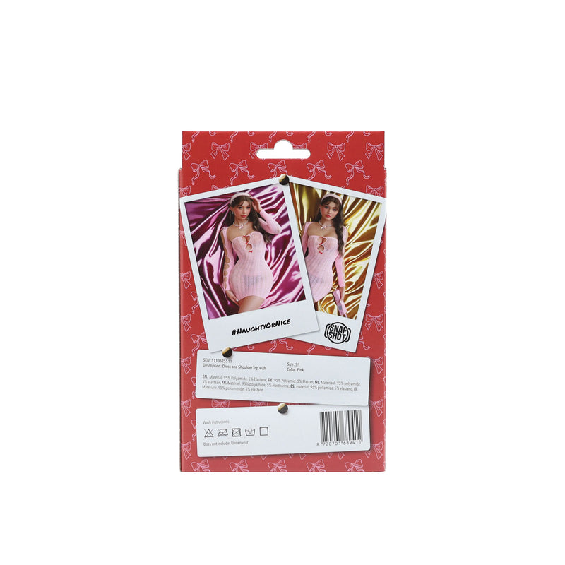 Snapshot - #naughtyornice - Jurk en Schoudertop - Met Strass - One Size - Roze-Erotiekvoordeel.nl