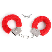Smart Moves - Metalen Handboeien met Fake Fur - Rood-Erotiekvoordeel.nl