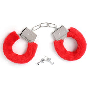 Smart Moves - Metalen Handboeien met Fake Fur - Rood-Erotiekvoordeel.nl