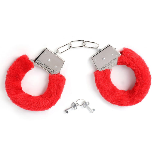 Smart Moves - Metalen Handboeien met Fake Fur - Rood-Erotiekvoordeel.nl