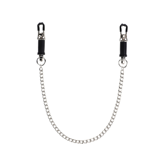 Smart Moves - Tepelklemmen met Schroefbusjes en Ketting - Verstelbaar - Zwart/Zilver-Erotiekvoordeel.nl