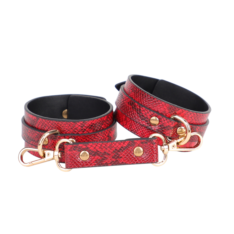 Smart Moves - Handboeien - Snake Print - PU Leer - Rood-Erotiekvoordeel.nl