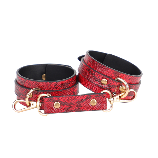 Smart Moves - Handboeien - Snake Print - PU Leer - Rood-Erotiekvoordeel.nl