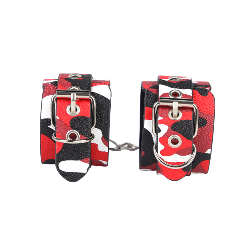 Smart Moves - Handboeien in Camouflage Print - PU Leer - Rood/Zwart/Wit-Erotiekvoordeel.nl