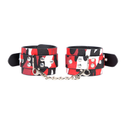 Smart Moves - Handboeien in Camouflage Print - PU Leer - Rood/Zwart/Wit-Erotiekvoordeel.nl
