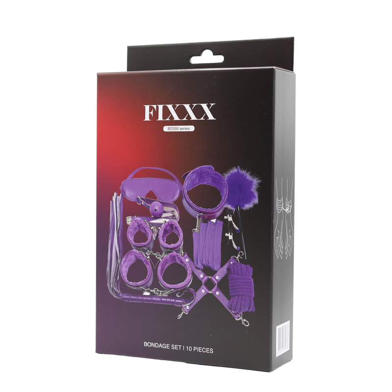 Fixxx - BDSM Bondageset - Gevoerd met Bont - Paars-Erotiekvoordeel.nl