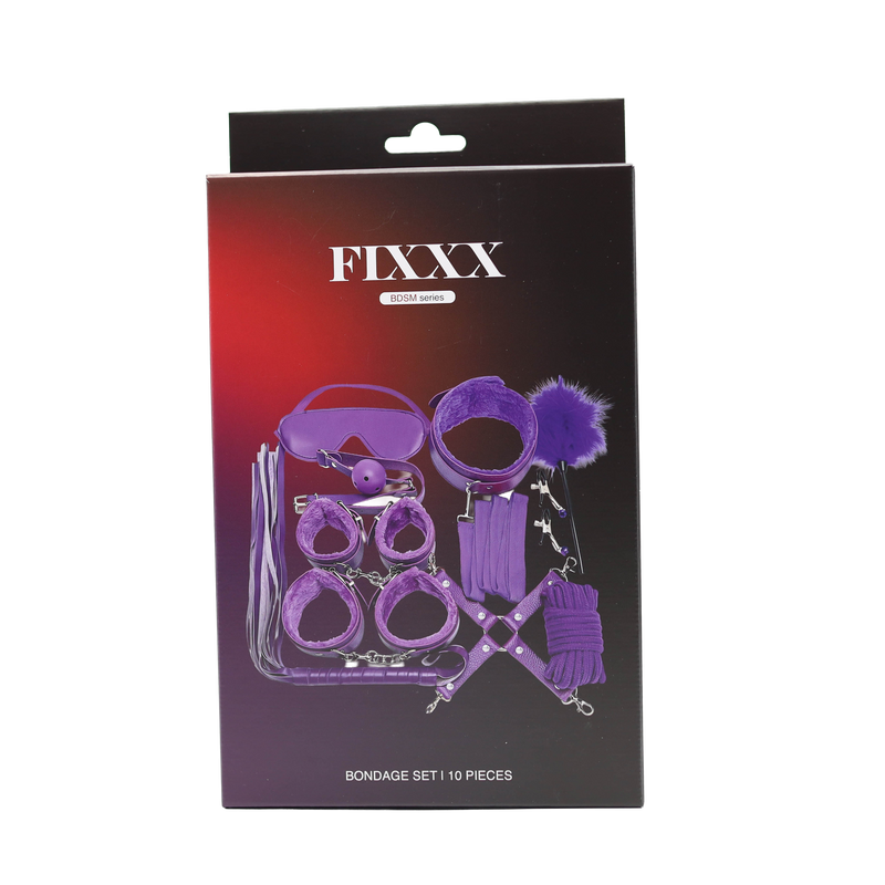 Fixxx - BDSM Bondageset - Gevoerd met Bont - Paars-Erotiekvoordeel.nl