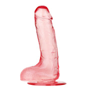 Being Fetish - TPR Dildo met Scrotum - 18 cm - Transparant Roze-Erotiekvoordeel.nl