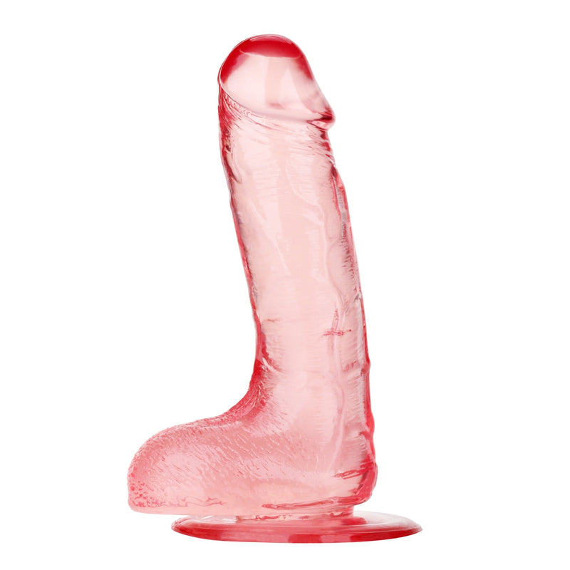 Being Fetish - TPR Dildo met Scrotum - 18 cm - Transparant Roze-Erotiekvoordeel.nl