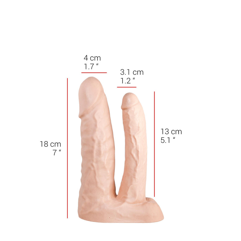 515 line - Dubbele Dildo - 18 & 13 cm - Lichte Huidskleur