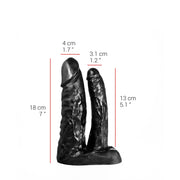 515 line - Dubbele Dildo - 18 & 13 cm - Zwart