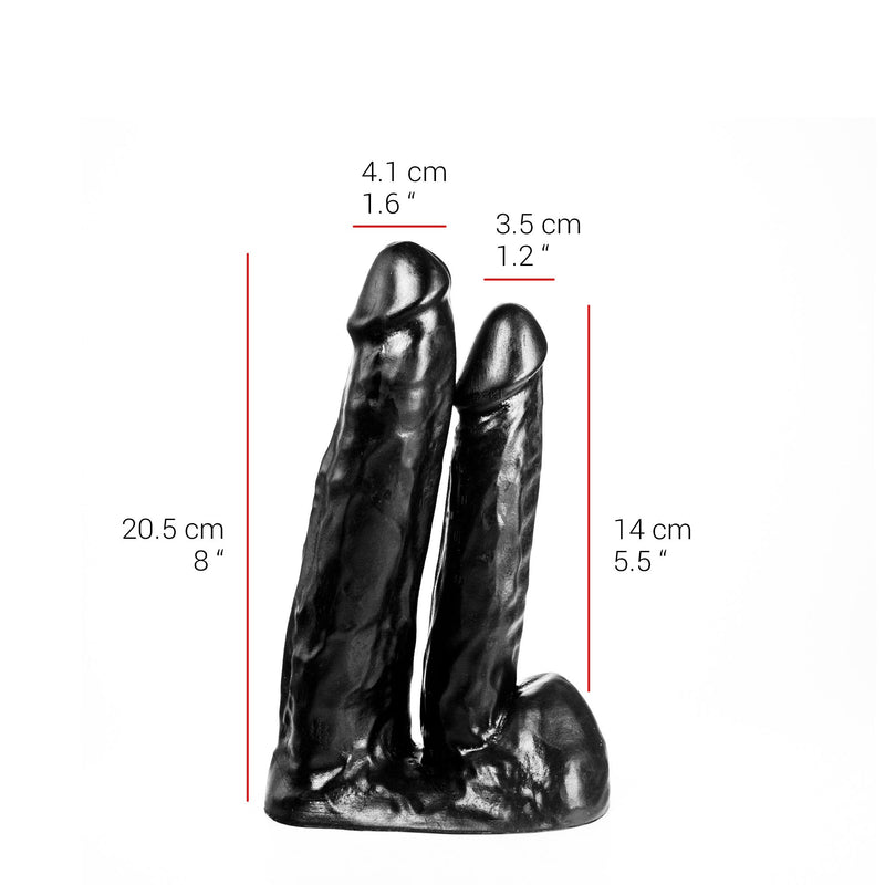 515 line - Dubbele Dildo - 20.5 en 14 cm - Zwart
