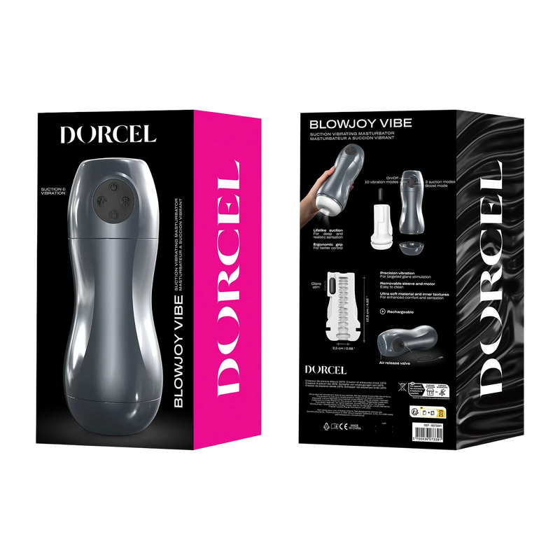 Dorcel - Blowjoy Vibe - Vibrerende Masturbator - Grijs-Erotiekvoordeel.nl