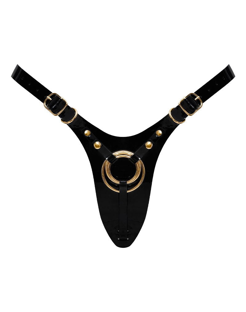 Strap-On-Me - Fabulous - Kunstleren Strapon Harnas - Passend van XS t/m XXL - Zwart Lak