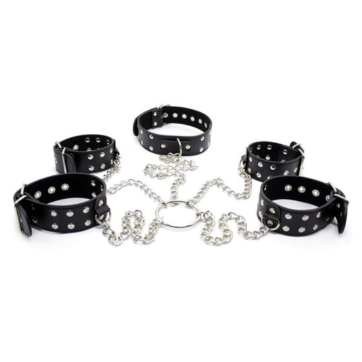 Smart Moves - Collar Handboeien Enkelboeien Set - Met ketting - Zwart-Erotiekvoordeel.nl