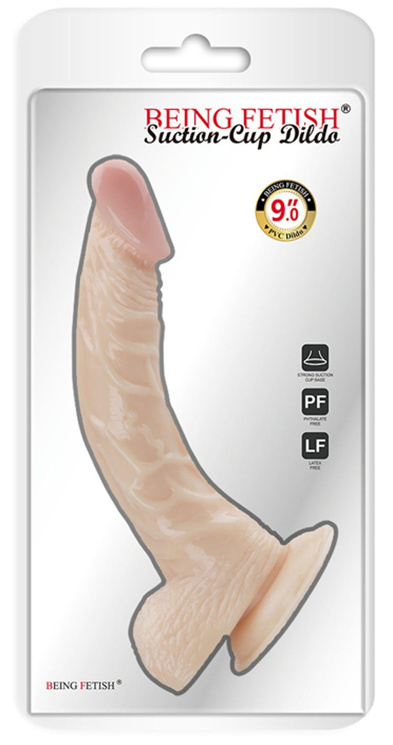 Deep Desire - PVC Dildo met Scrotum en Zuignap - 22 cm - Lichte Huidskleur-Erotiekvoordeel.nl