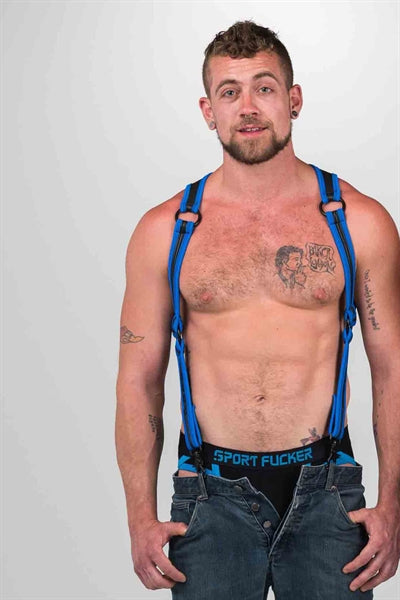 665 Neoprene - Riemenbody - Bretels - Zwart/Blauw - Verkrijgbaar in 2 maten - Heckler Harness Black / Blue