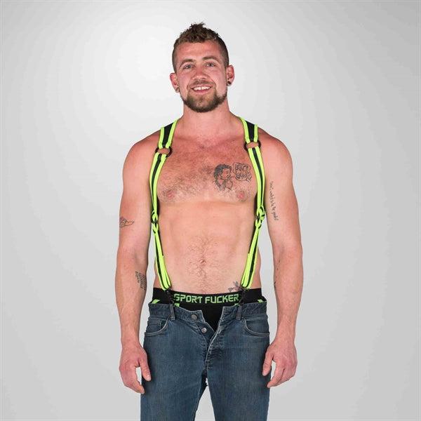 665 Neoprene - Riemenbody - Bretels - Zwart/Groen - Verkrijgbaar in 2 maten - Heckler Harness Black / Green