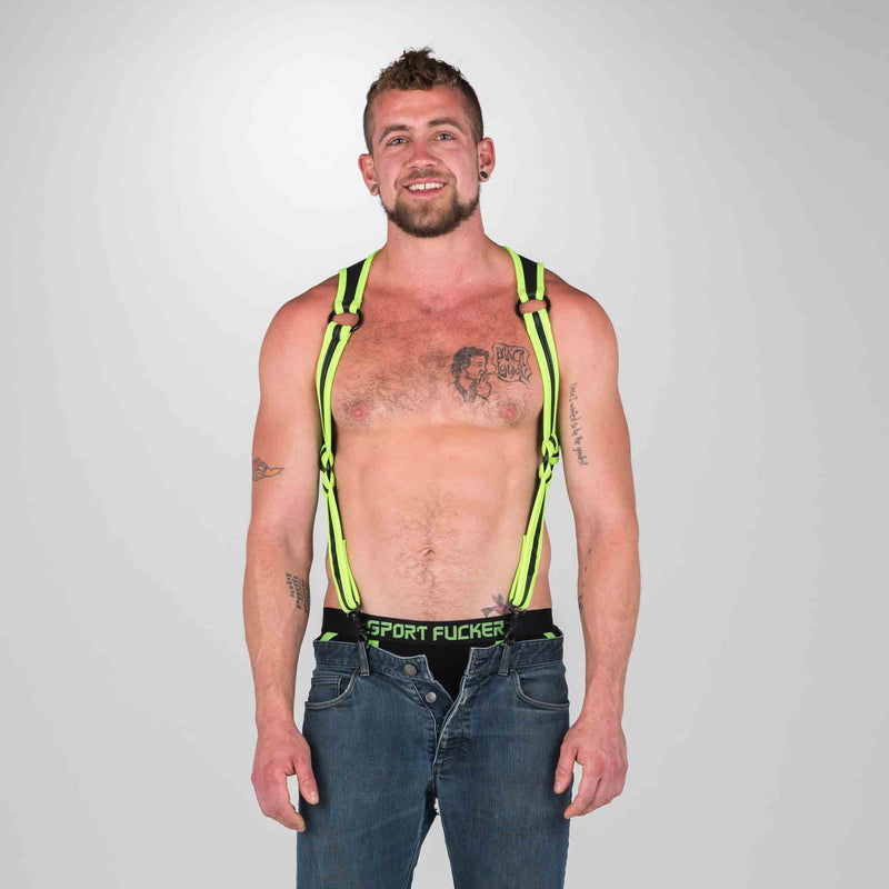 665 Neoprene - Riemenbody - Bretels - Zwart/Groen - Verkrijgbaar in 2 maten - Heckler Harness Black / Green