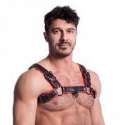 665 Vegan - Bulldog Harnas - PU Leer - Zwart/Rood