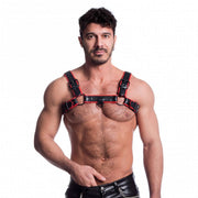 665 Vegan - Bulldog Harnas - PU Leer - Zwart/Rood