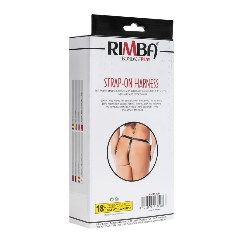 Rimba - Leren String Met Strap-on - Afmetingen Dildo 3.5 x 12 cm