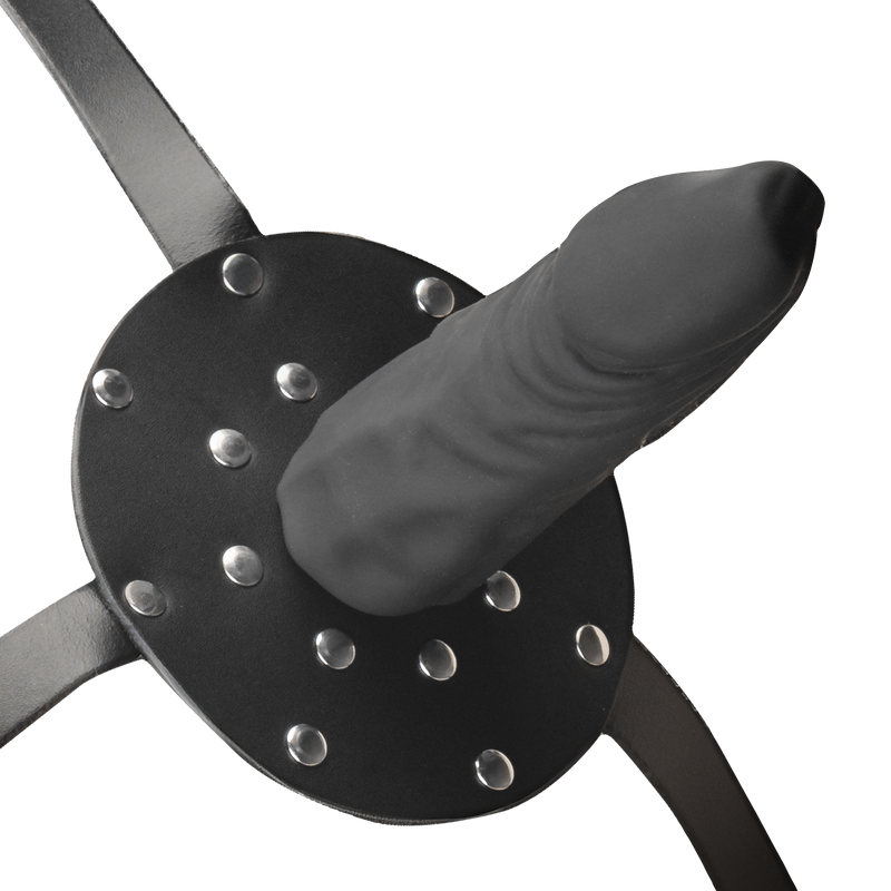 Rimba - Leren String Met Strap-on - Afmetingen Dildo 3.5 x 12 cm