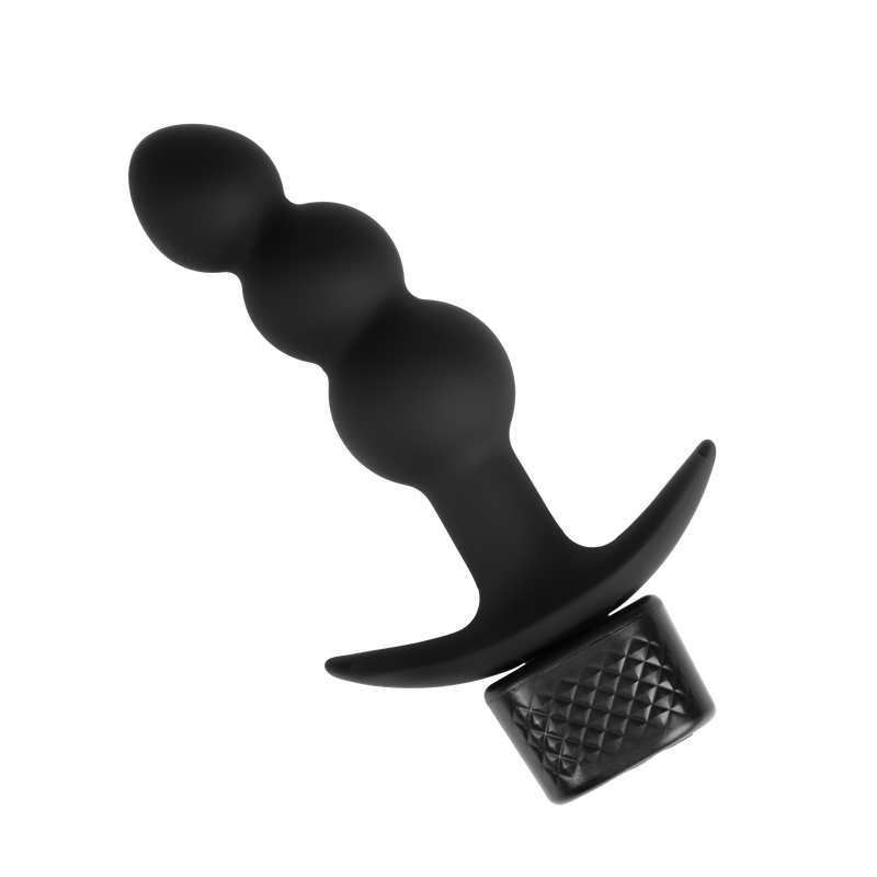 Rimba Electro Play - E-Stim Geribbelde Buttplug - Bi-Polair - Zwart