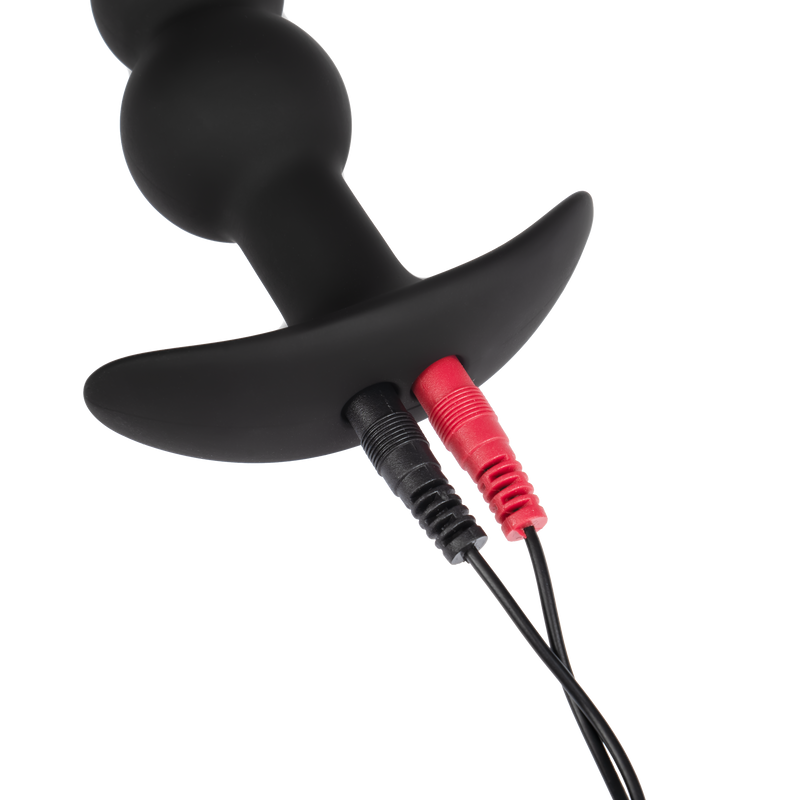 Rimba Electro Play - E-Stim Geribbelde Buttplug - Bi-Polair - Zwart