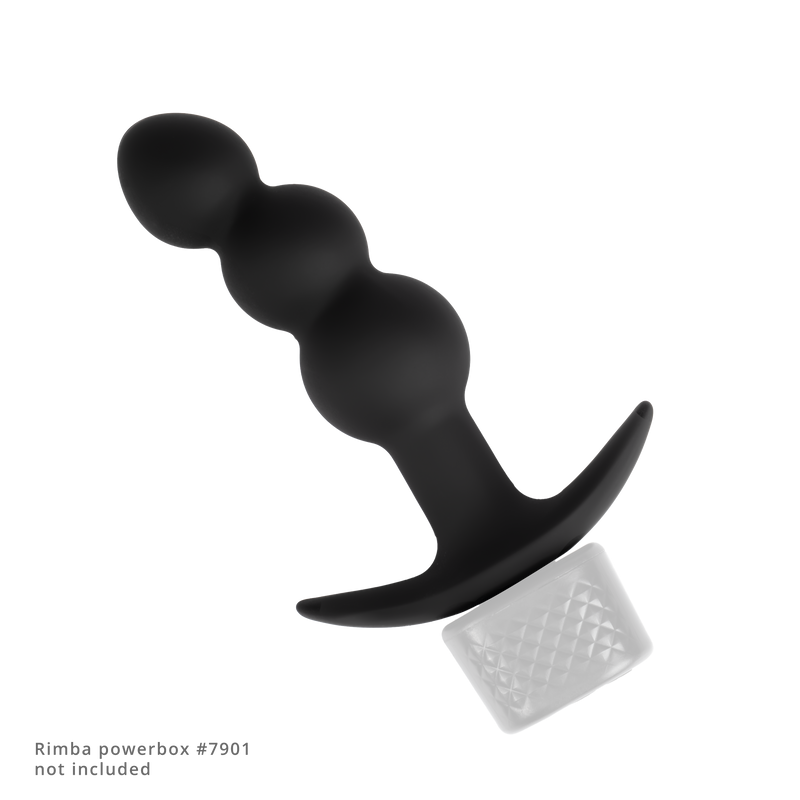 Rimba Electro Play - E-Stim Geribbelde Buttplug - Bi-Polair - Zwart