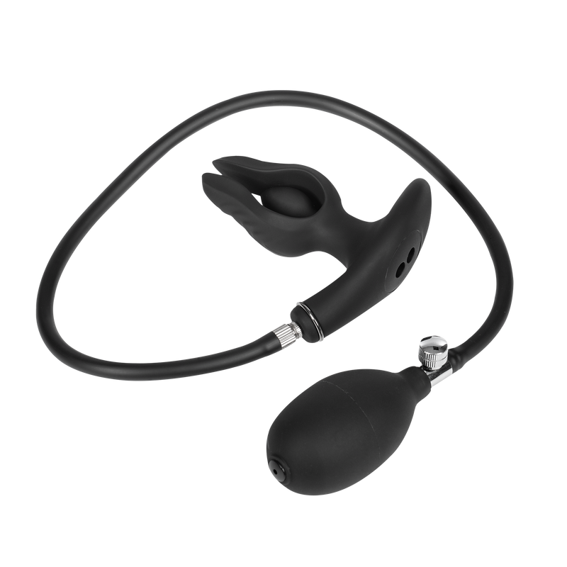 Rimba Electro Play - E-Stim Opblaasbare Anker Anaal Plug - Bi-Polair - Zwart