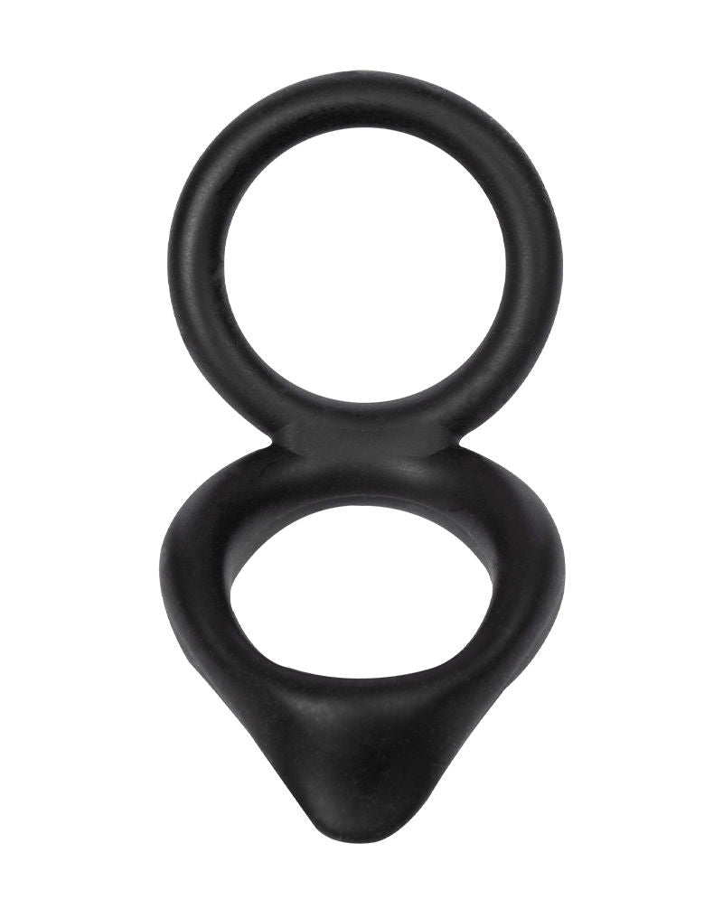 Rimba - Dubbele Siliconen Cockring - Zwart