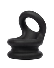Rimba - Siliconen Cockring & Ballstretcher 2 in 1 - Zwart-Erotiekvoordeel.nl