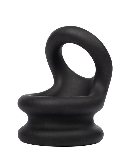 Rimba - Siliconen Cockring & Ballstretcher 2 in 1 - Zwart-Erotiekvoordeel.nl
