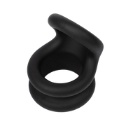 Rimba - Siliconen Cockring & Ballstretcher 2 in 1 - Zwart-Erotiekvoordeel.nl